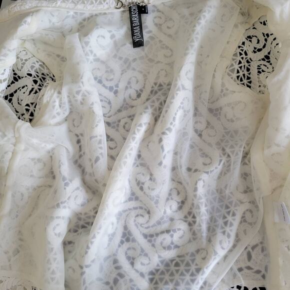 Yoana Baraschi White Lace Jacket Cropped Semi Sheer Scalloped Women 8 - Picture 13 of 14